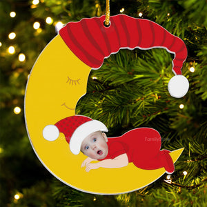 Baby Sleeping On The Moon - Gift For Family - Personalized Acrylic Ornament - NA94