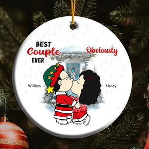 Best Couple Ever Obvicusly Personalized Ceramic Ornament - Gift For Couple, Husband Wife, Anniversary, Engagement, Wedding, Marriage Gift CL45 NH96