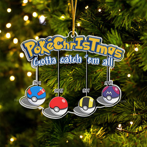 Pokemon PokeChristmas Gotta Catch'em All - Gift For Family - Personalized Custom Shaped Acrylic Ornament - CL10 NA94