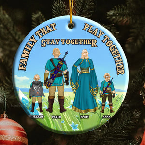 Family That Play Together Stay Together Zelda - Personalized Ceramic Ornament - Gift For Family Memmber CL07 NH96