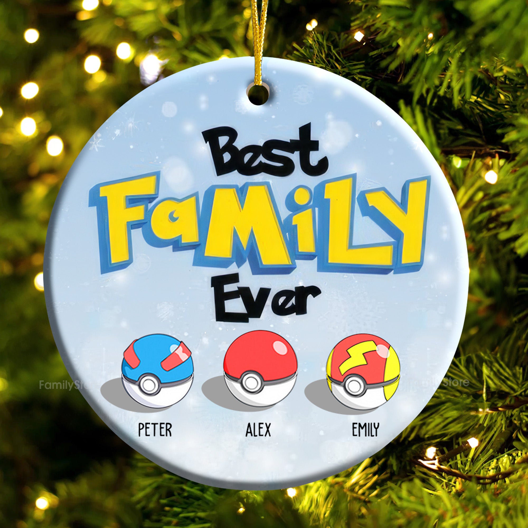 Pokemon The Best Family Ever - Gift For Family - Personalized Ceramic Ornament - CL10 NA94