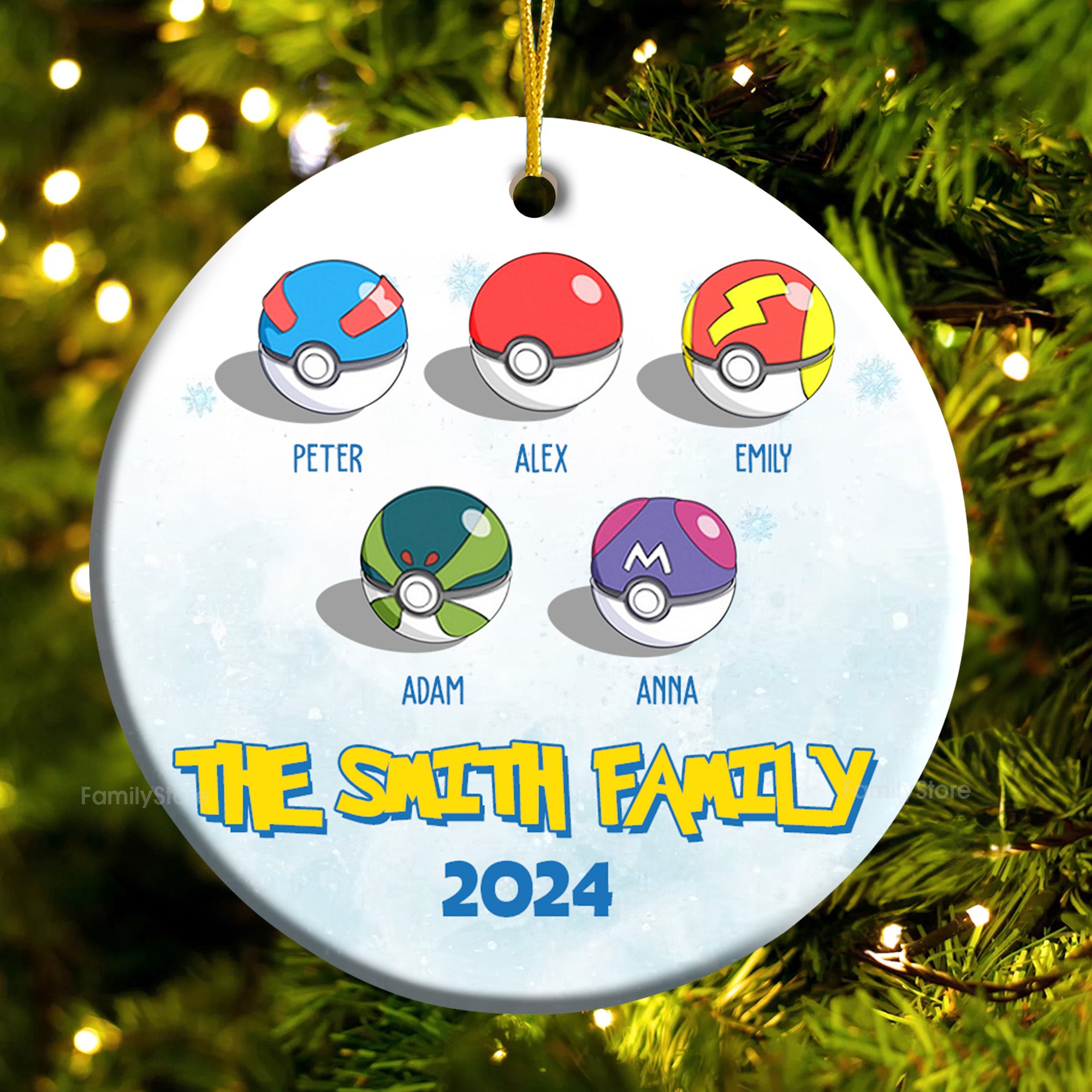 Pokemon We Are The Best Team, The Best Family Forever - Gift For Family - Personalized Ceramic Ornament - CL10 NA94