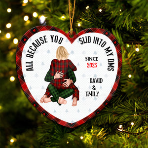 All Because You Slid Into My Dms - Gift for Couples - Personalized Wood Ornament - CL28 NH96