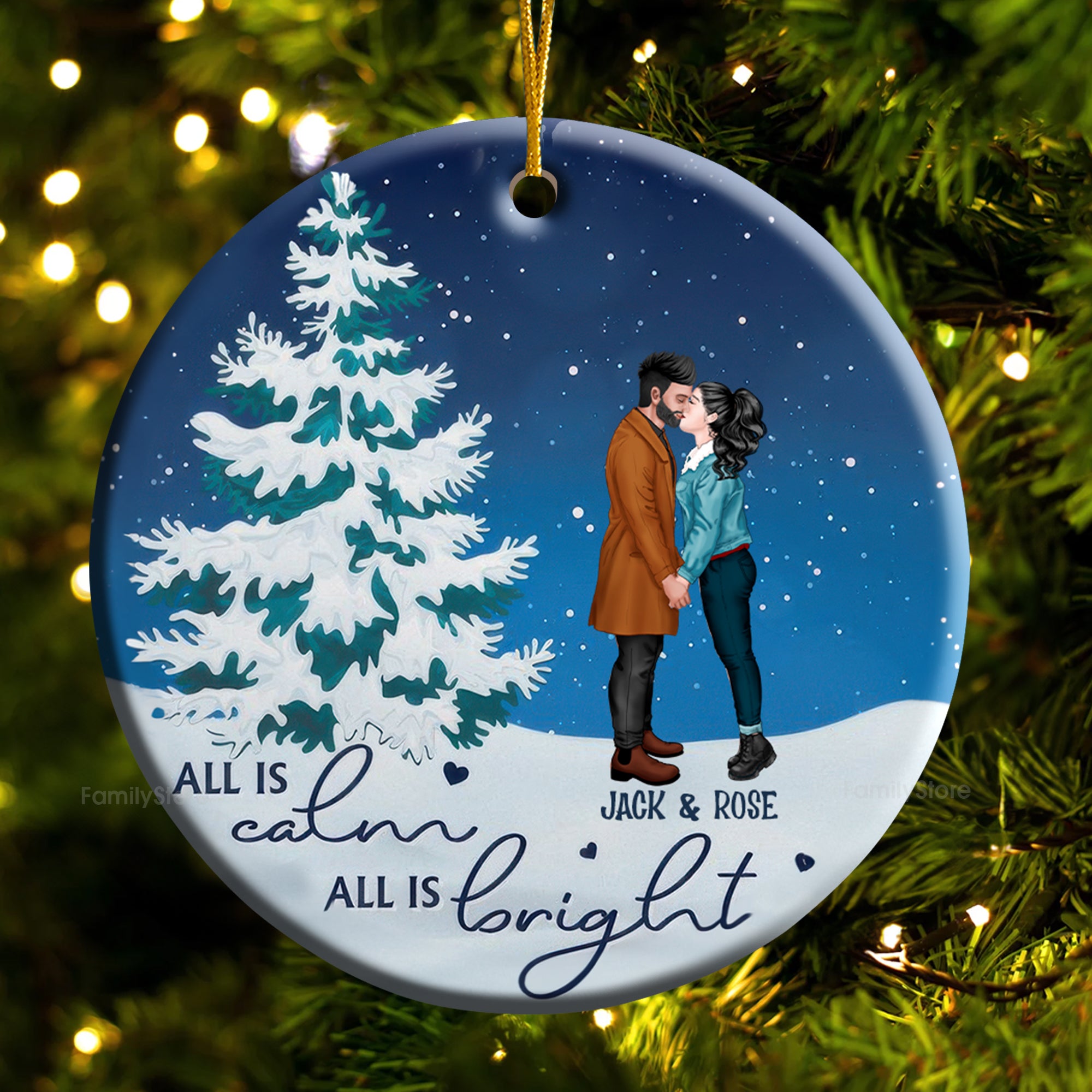 All Is Calm All Is Bright - Gift For Couples - Personalized Ceramic Ornament - CL30 NH96