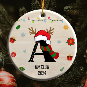 Name Monogram Christmas Family - Gift For Family - Personalized Ceramic Ornament NA94