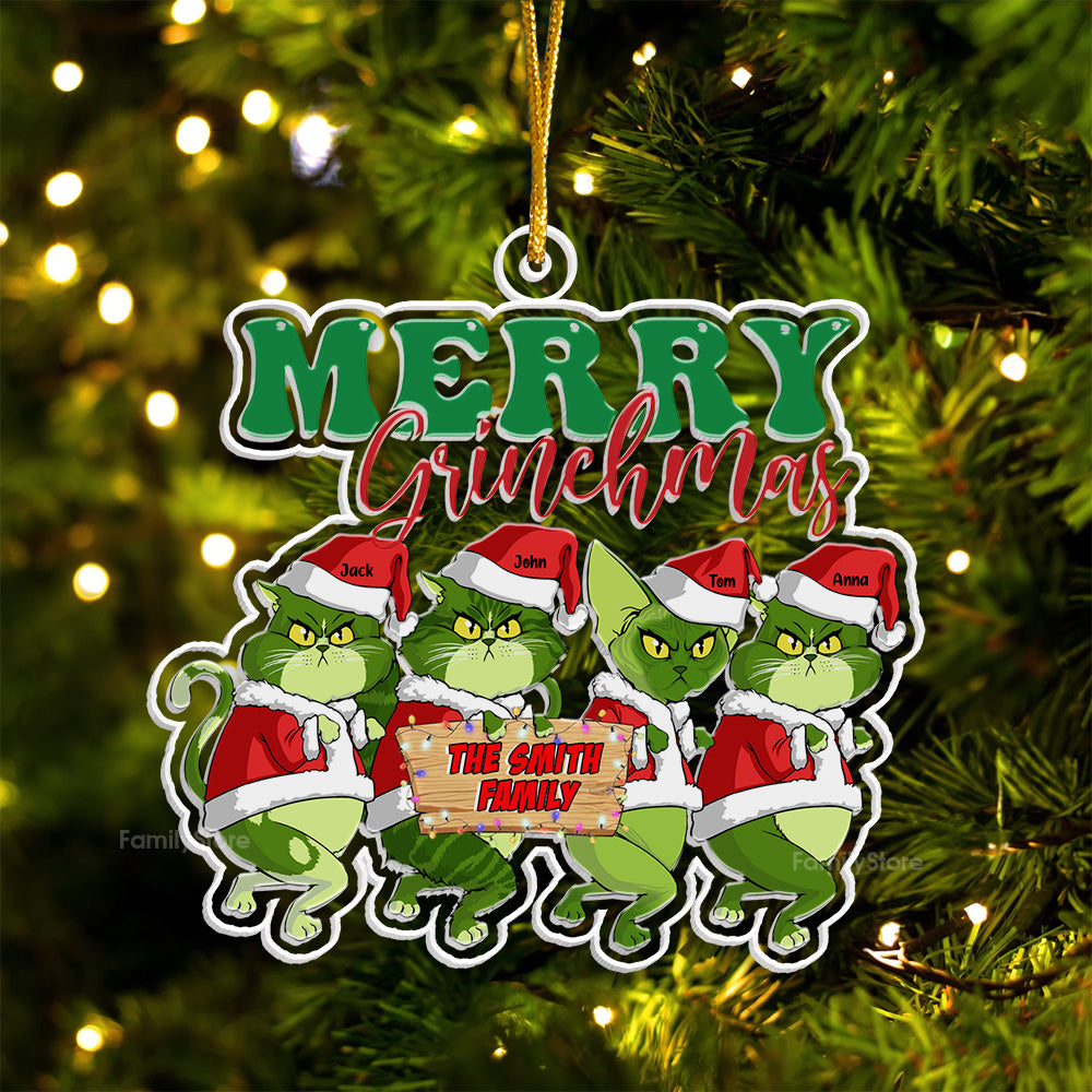 Grinch Green Cats Stolen Christmas - Gift For Cat, Pet Lovers - Personalized Acrylic Ornament - CL16 NA94