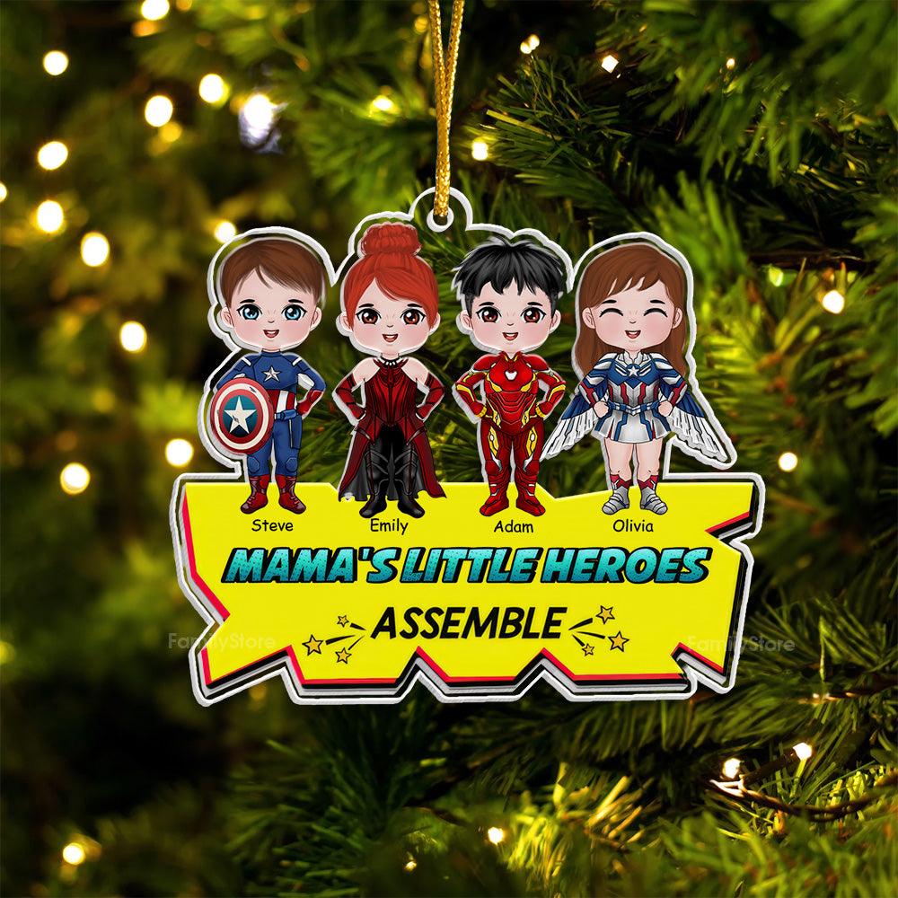 Little Heroes Assemble - Gift For Family, Kids - Personalized Acrylic Ornament - CL24 NA94