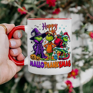 Monster Green Christmas HalloThanksMas Funny Accent Mug DN100