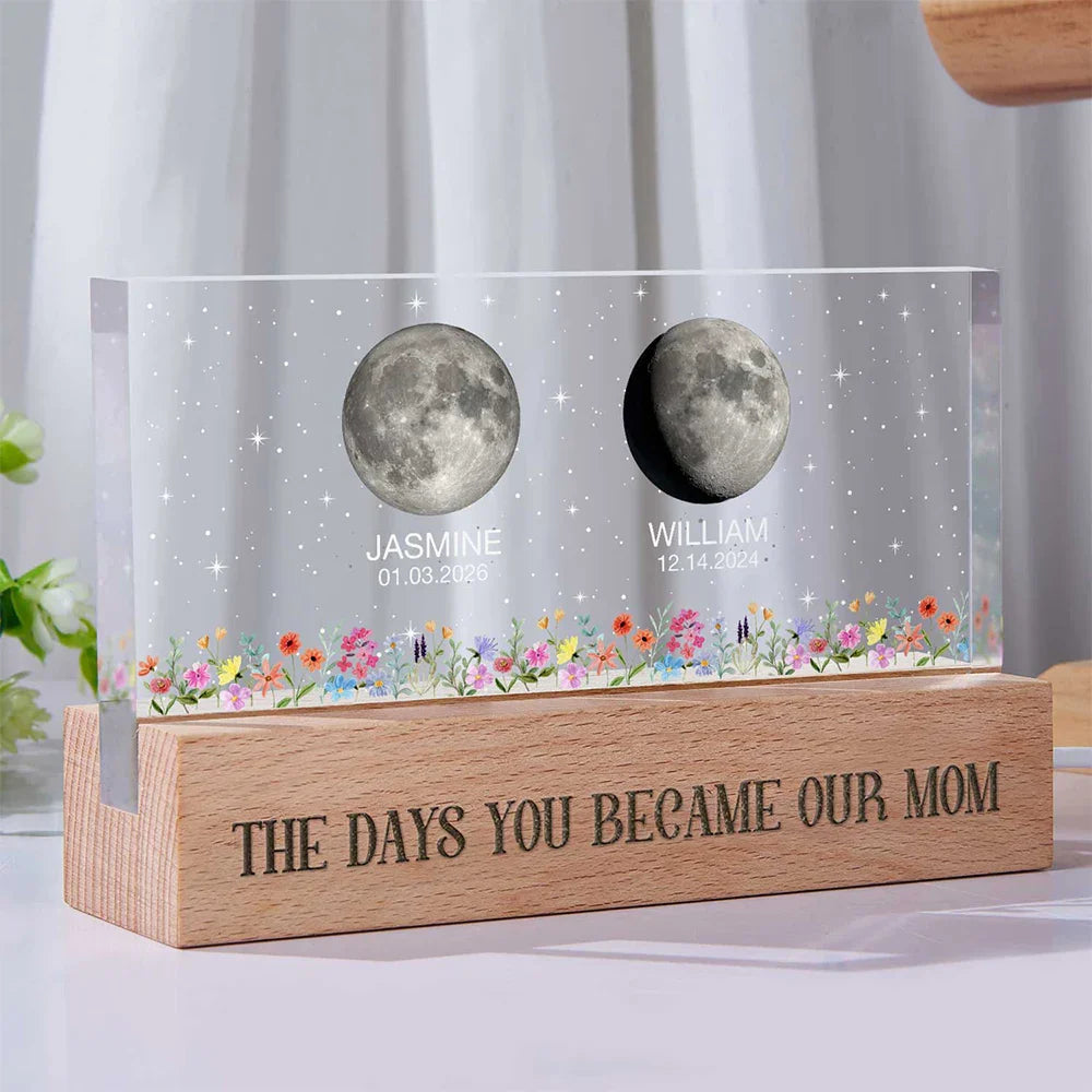 MoonPhaseTheDayYouBecameMyMom PersonalizedRectangleLEDLight KK1465 CIN4222 MK 1