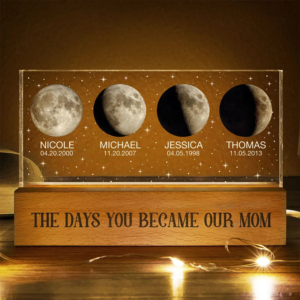 MoonPhaseTheDayYouBecameMyMom PersonalizedRectangleLEDLight KK1465 CIN4222 MK 2
