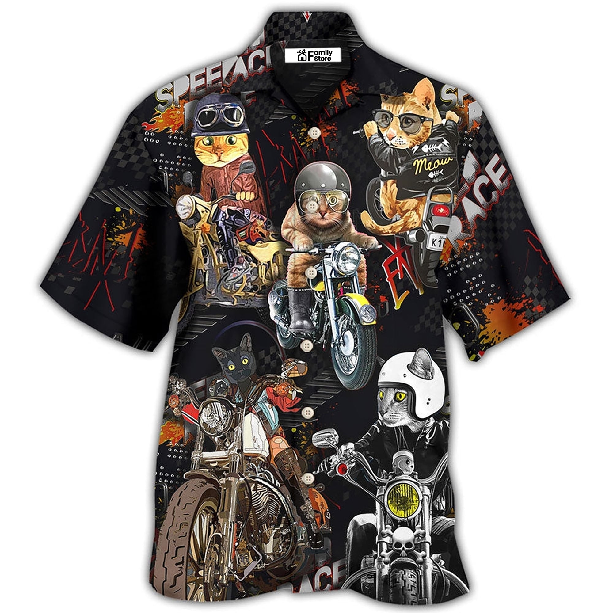 Motorcycle I Like Motocycles And Cats - Hawaiian Shirt