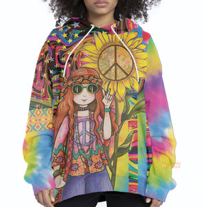 Hippie The Girl With Sunflower Peace Colorful - Hoodie For Men, Women