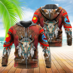 Native American Culture Bull Hoodie For Men And Women