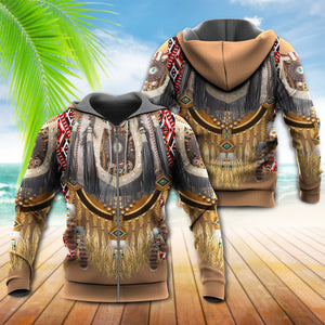 Native American Culture Feather Pattern Hoodie For Men & Women