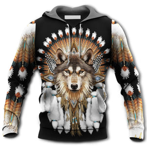 Native American Culture With Cool Wolf Hoodie For Men & Women