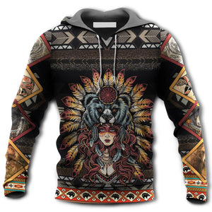 Native Beautiful Bear In American - Hoodie For Men & Women