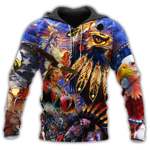 Native Eagle All My Heart Bright Colors - Hoodie For Men & Women