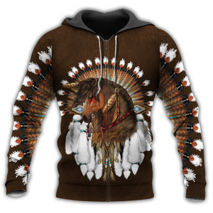 Native Horse Dreamcatcher Style - Hoodie