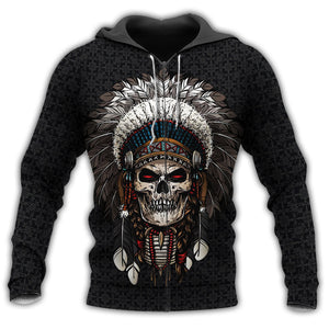 Native Skull Black Simple But Unique Hoodie For Men & Women