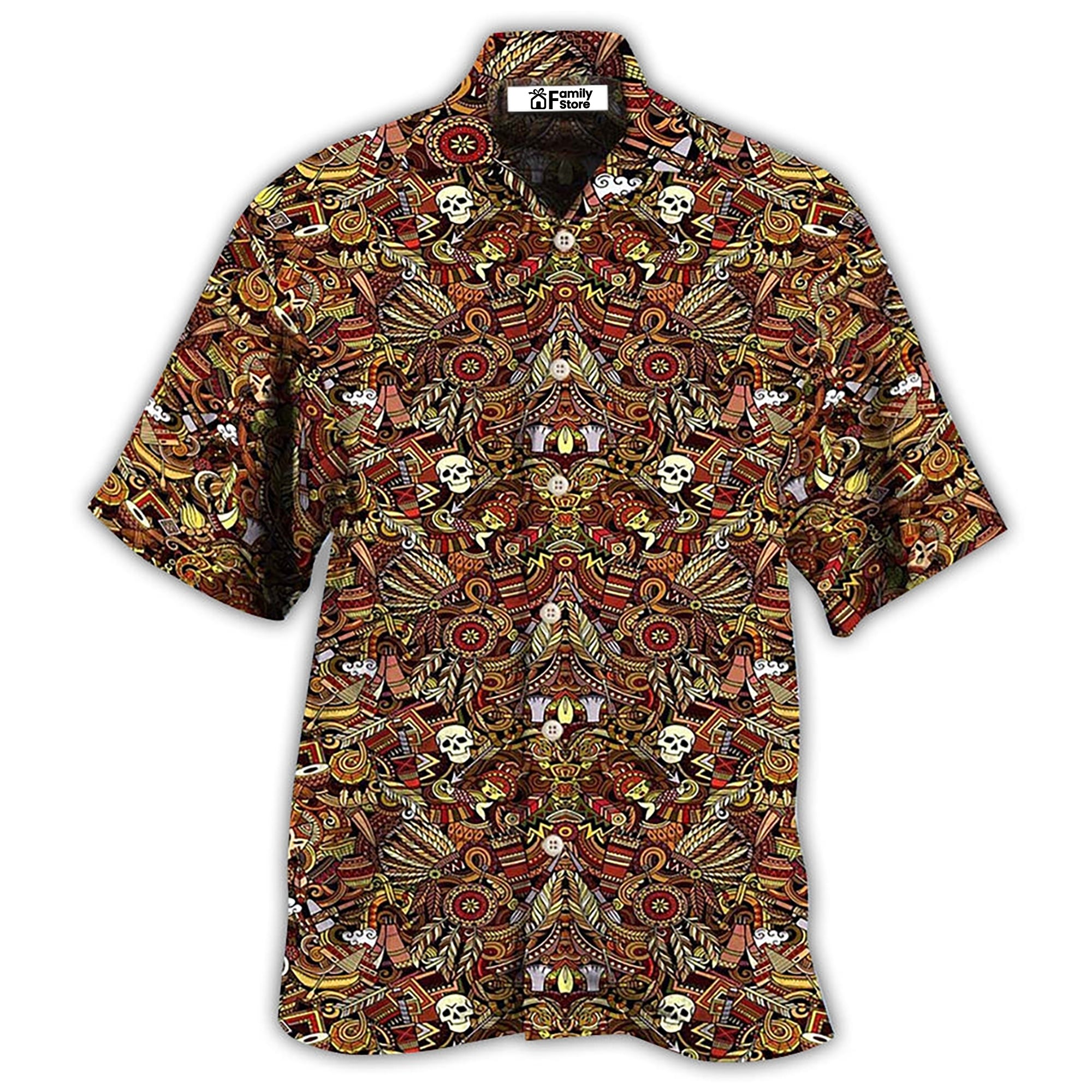 Native Skull Pattern Cool - Hawaiian Shirt