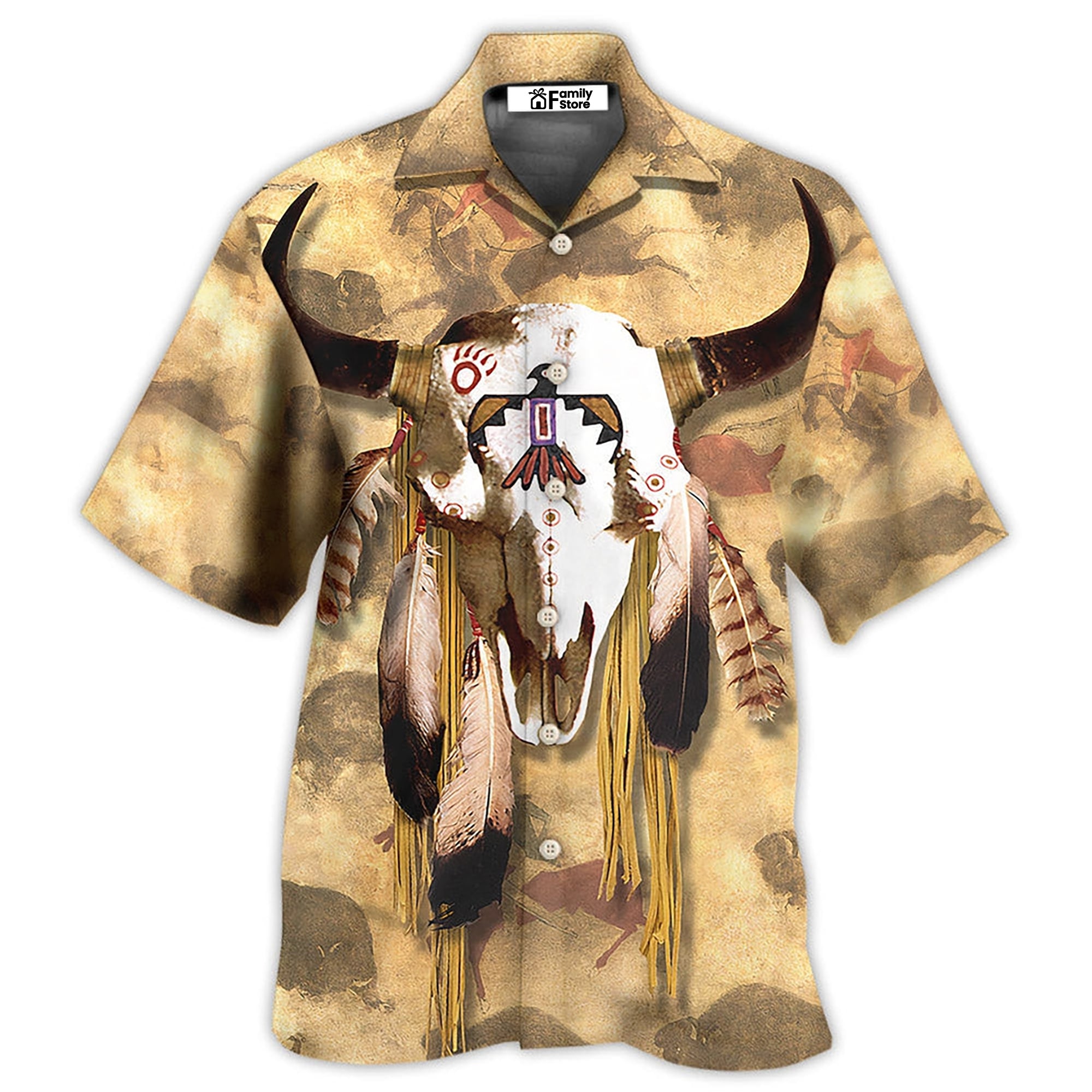 Native Skull Style Love Peace - Hawaiian Shirt