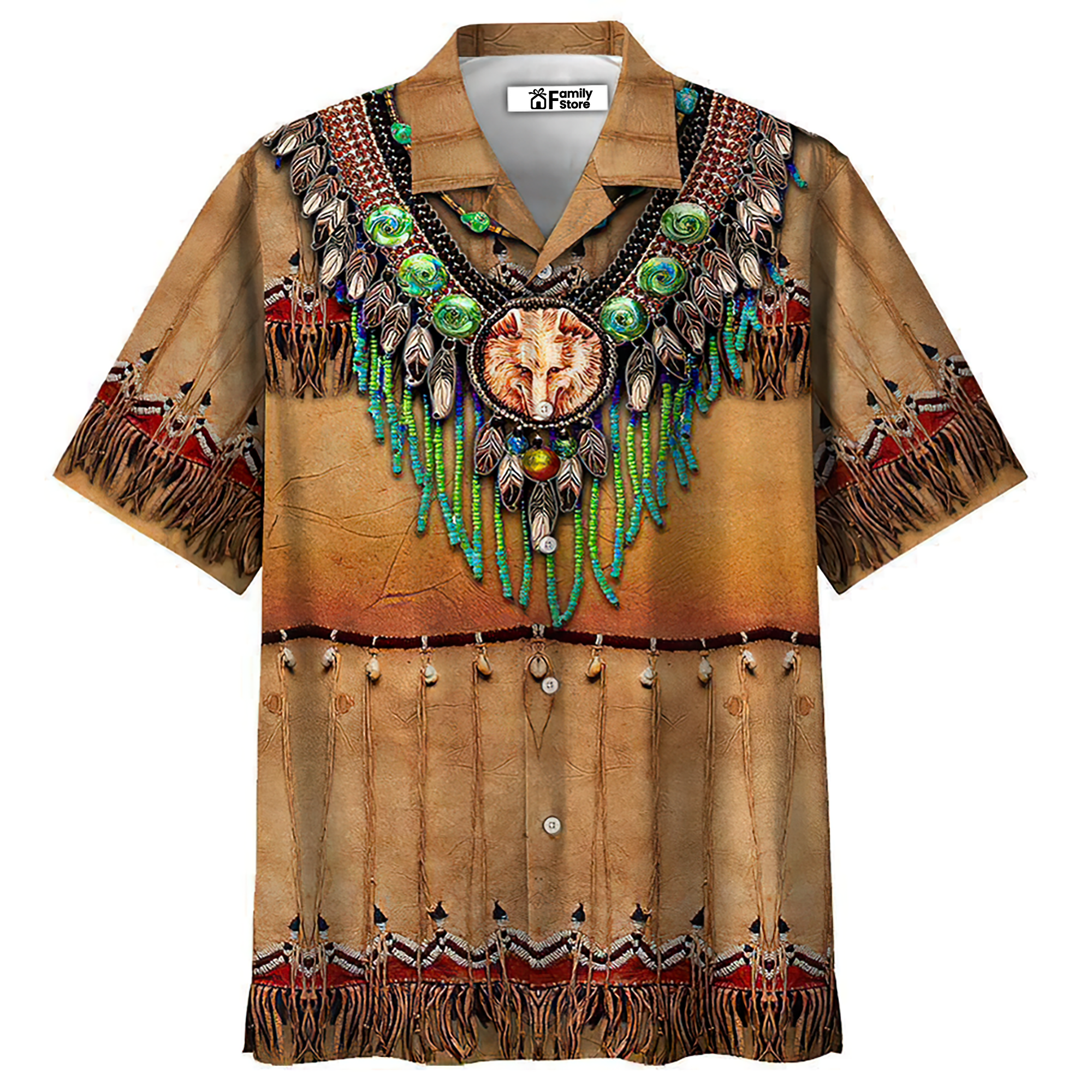 Native Style Love Peace Brown - Hawaiian Shirt