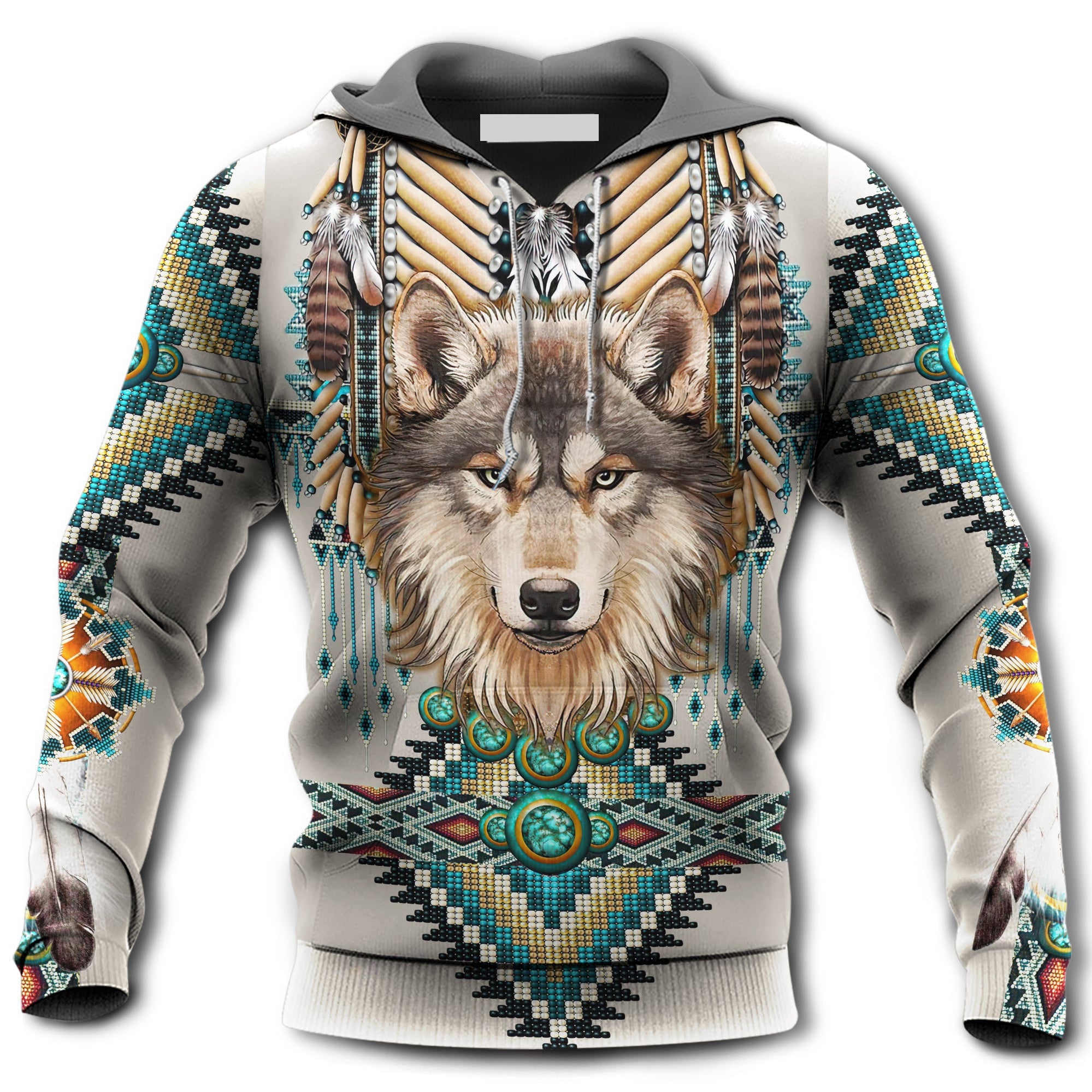 Native Wolf With Sign Amazing Color - Hoodie For Men & Women