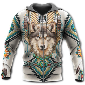 Native Wolf With Sign Amazing Color - Hoodie For Men & Women