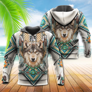 Native Wolf With Sign Amazing Color - Hoodie For Men & Women