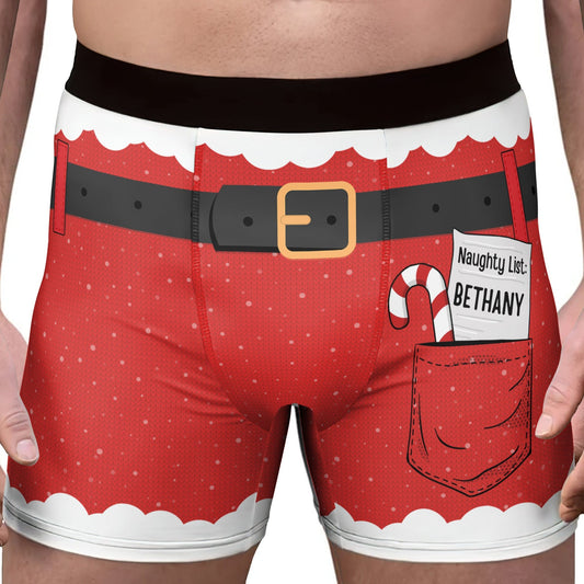 Naughty List Funny Christmas Personalized Men_s Boxer Briefs2