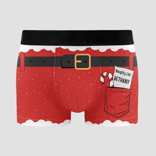 Naughty List Funny Christmas Personalized Men_s Boxer Briefs3