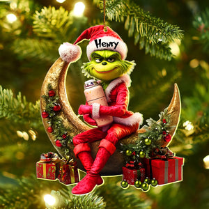 Naughty Green Monster - Personalized Stole Christmas Ornament DN100