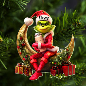 Naughty Green Monster - Personalized Stole Christmas Ornament DN100