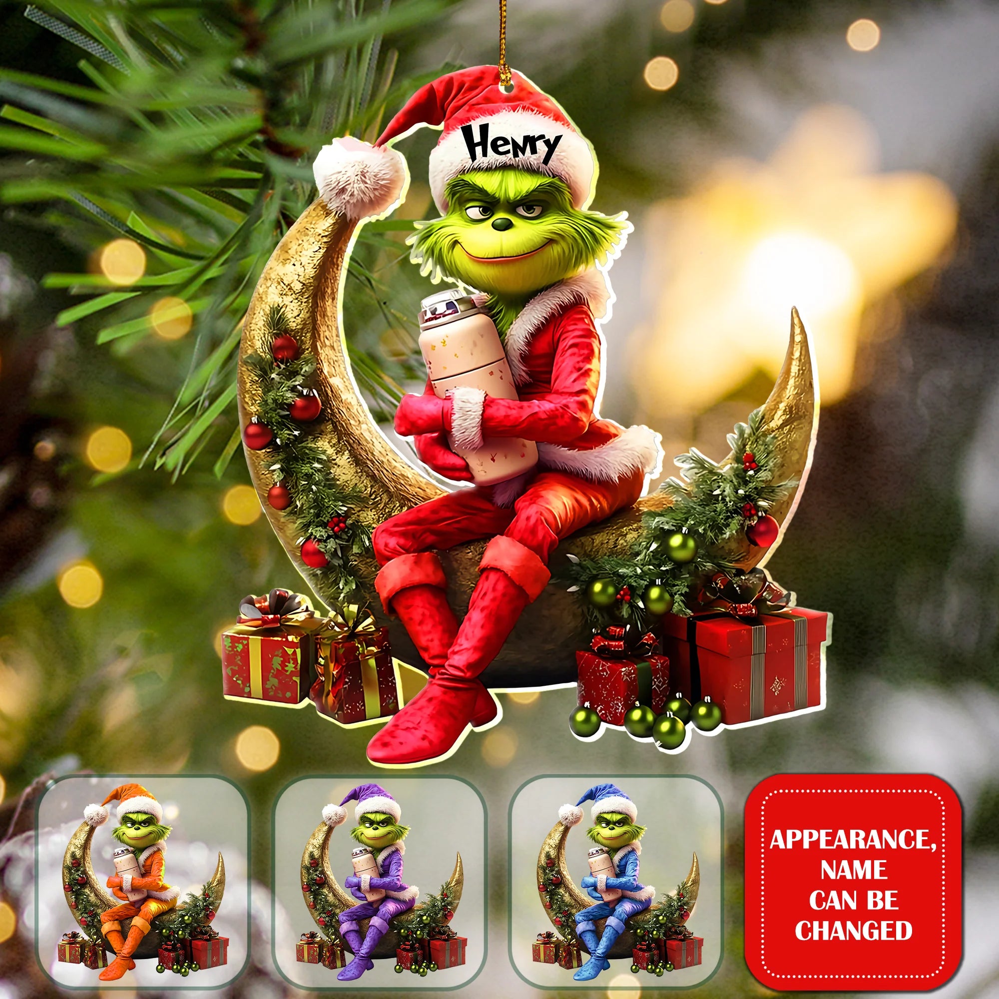 Naughty Green Monster - Personalized Stole Christmas Ornament DN100