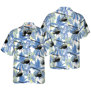 Navy Bell Twin Huey Hawaiian Shirt