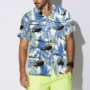 Navy Bell Twin Huey Hawaiian Shirt