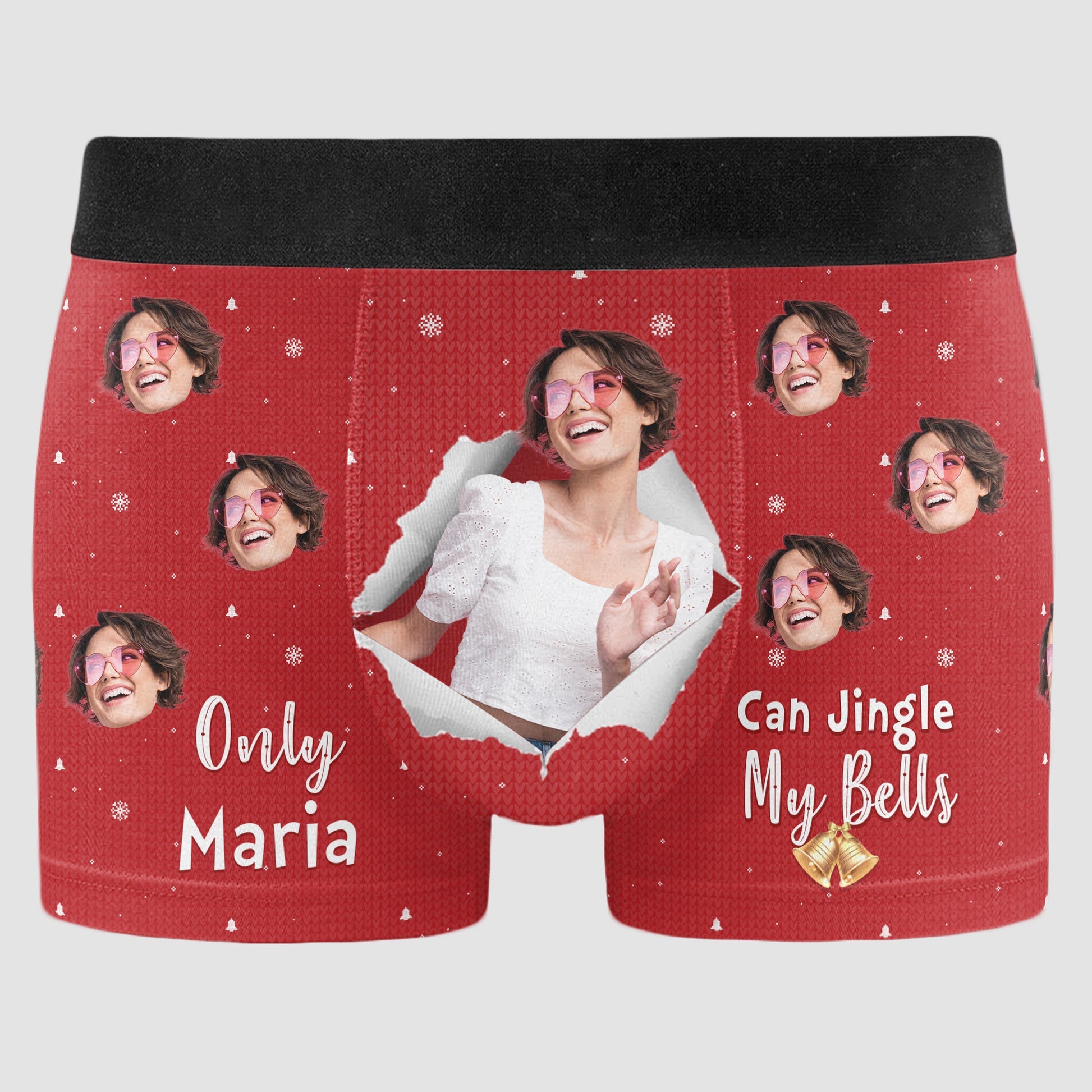 Custom Photo Torn Version Only Wife Can Jingle My Bells - Gift For Husband, Boyfriend - Personalized Men's Boxer Briefs NH96