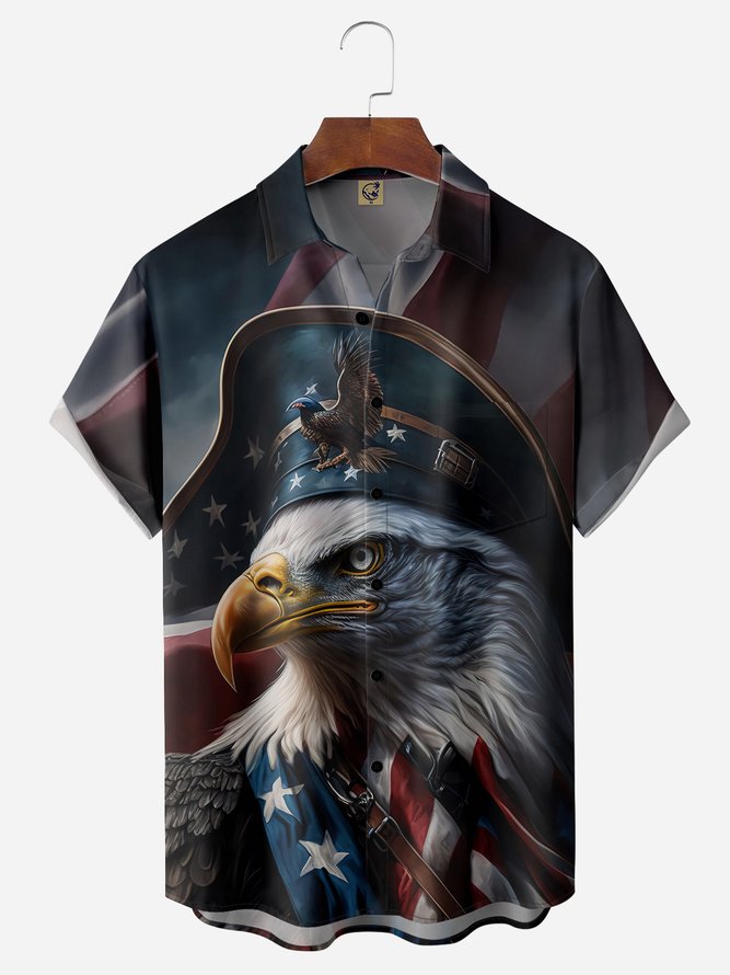 Indepndence Day Eagle Chest Pocket Short Sleeve Shirt Hawaiian Shirt