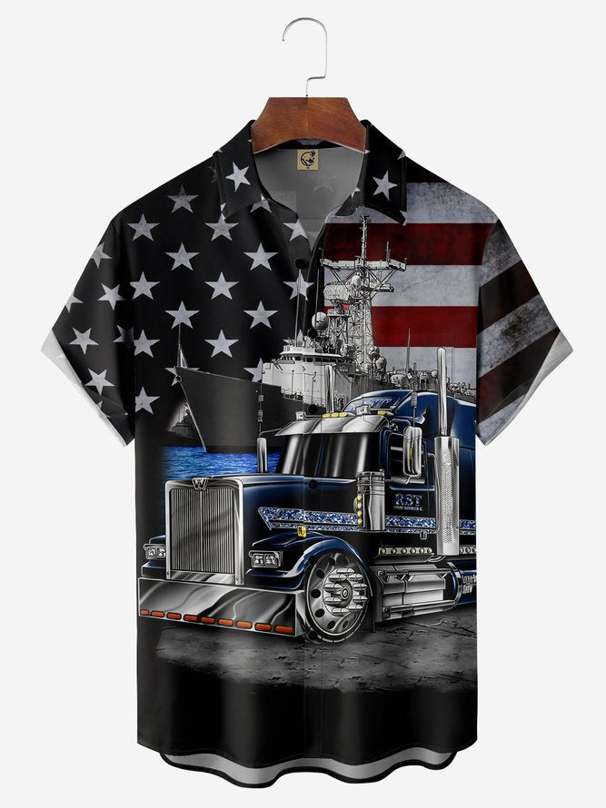 Truck Chest Pocket Short Sleeve Shirt Hawaiian Shirt