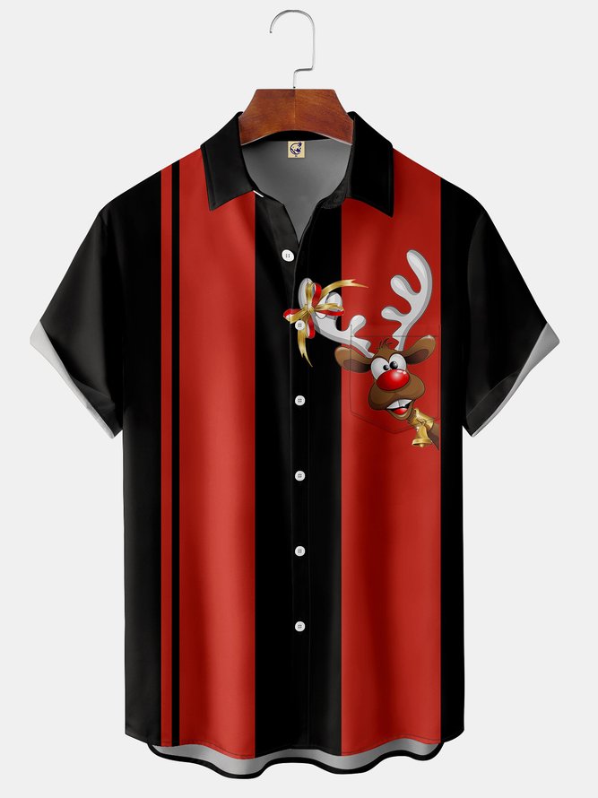 Christmas Funny Reindeer Black Red - For Men And Women - Hawaiian Shirt