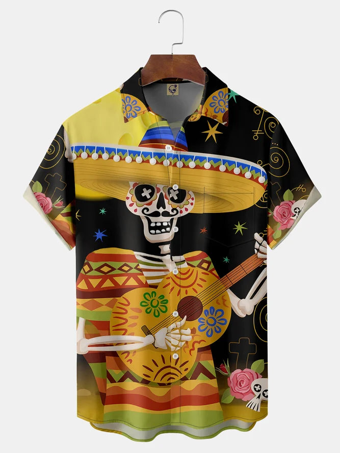 Cinco de Mayo Chest Pocket Short Sleeve Casual Shirt