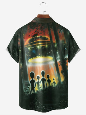 Alien Spaceship In The DarkNess Hawaiian Shirt For Men And Women