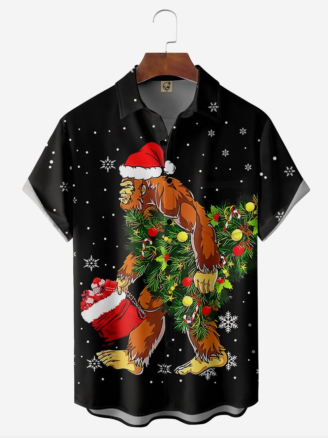 Christmas Bigfoot Is Holding The Pine Tree - Hawaiian Shirt