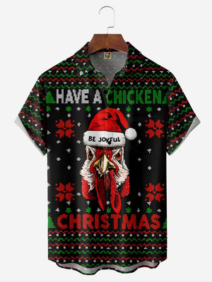 Rooster Have A Chicken Christmas Be Joyful - Hawaiian Shirt