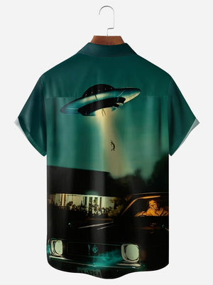 UFO Alien In City Hawaiian Shirt For Men And Women