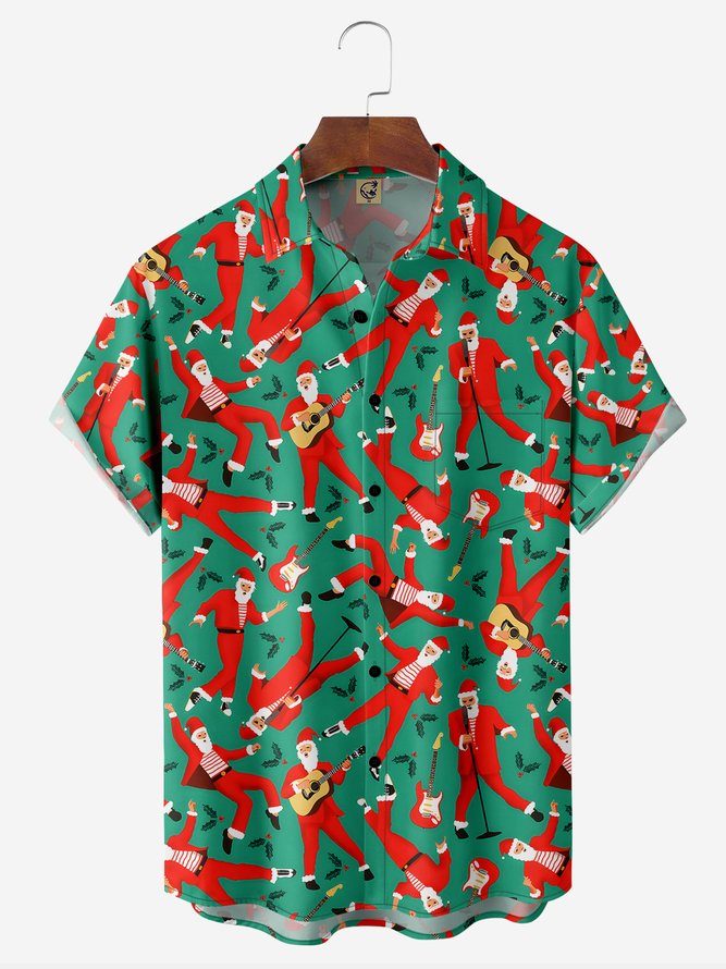 Christmas Funny Musical Santa With Guitar - Hawaiian Shirt