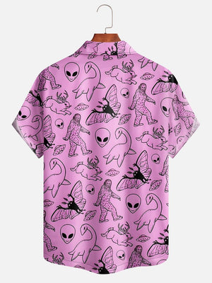 Bigfoot Alien Pink Hawaiian Shirt For Men And Women