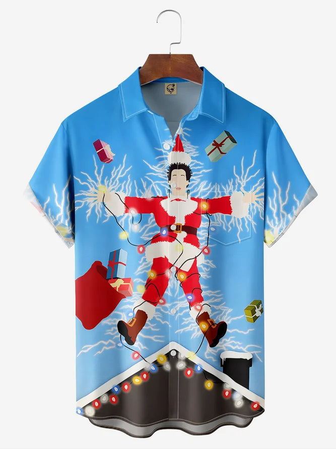 Fun Christmas Santa Glows On The Roof With Gifts - Hawaiian Shirt