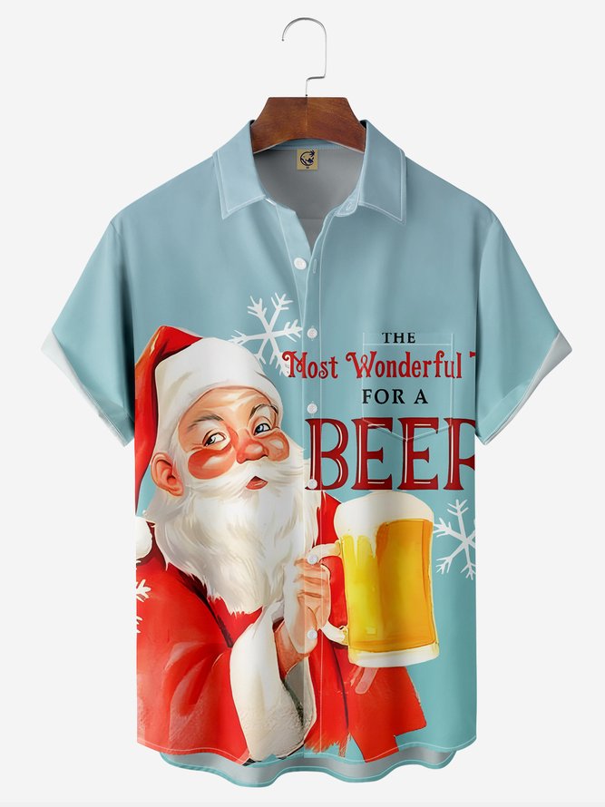 Christmas Santa The Most Wonderful For A Beer - Hawaiian Shirt