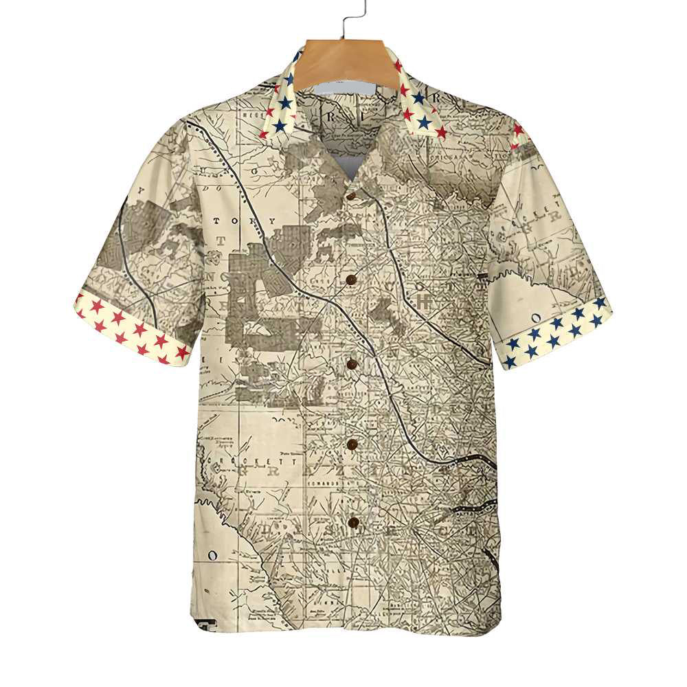 Old Map of Texas Vintage Texas Hawaiian Shirt